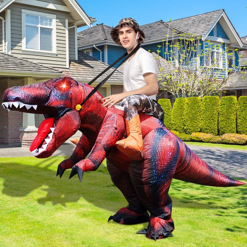 GOOSH Inflatable Dinosaur Costume Adults Halloween Blow up Costumes for Men Women Riding T Rex Air Costume for Party Cosplay - Image 2